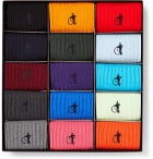 London Sock Co. - The Simply Sartorial 15-Pack Ribbed Stretch Cotton-Blend Socks - Multi