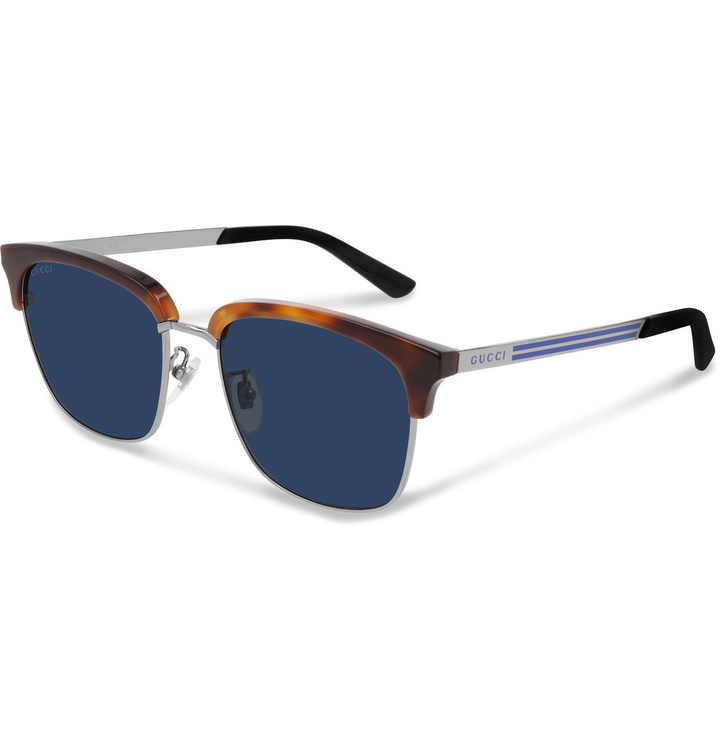 Photo: Gucci - D-Frame Tortoiseshell Acetate and Silver-Tone Sunglasses - Blue