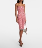 Posse Ebony gingham lace-trimmed cotton-blend capri pants