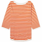 Beams Boy Women's 3/4 Sleeve Stripe T-Shirt in Orange/White
