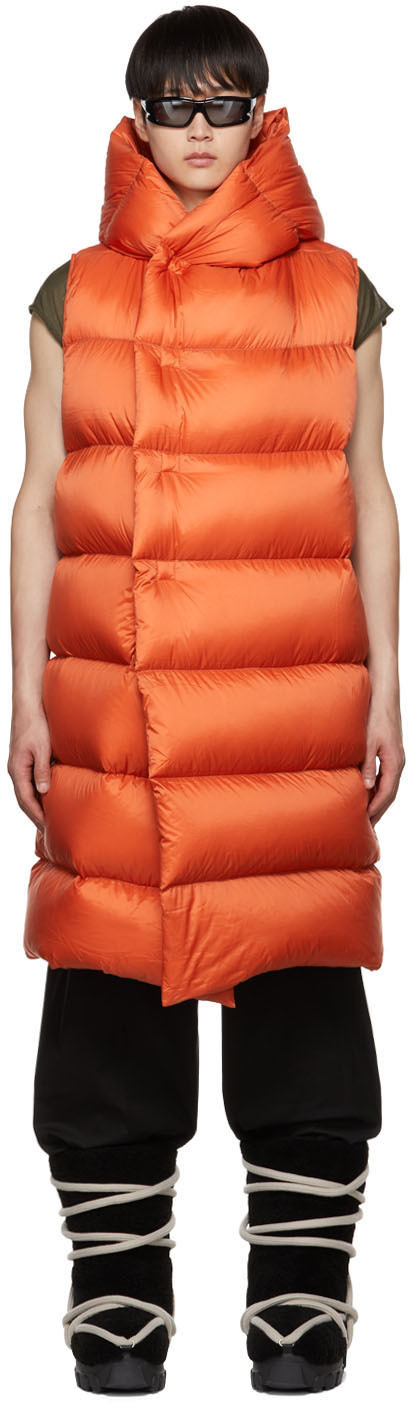 Rick Owens Orange Liner Down Vest Rick Owens