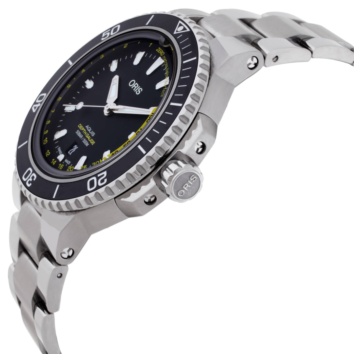 Oris Aquis Depth Gauge Automatic Black Dial Mens Watch 01 733 7755 4154-Set MB