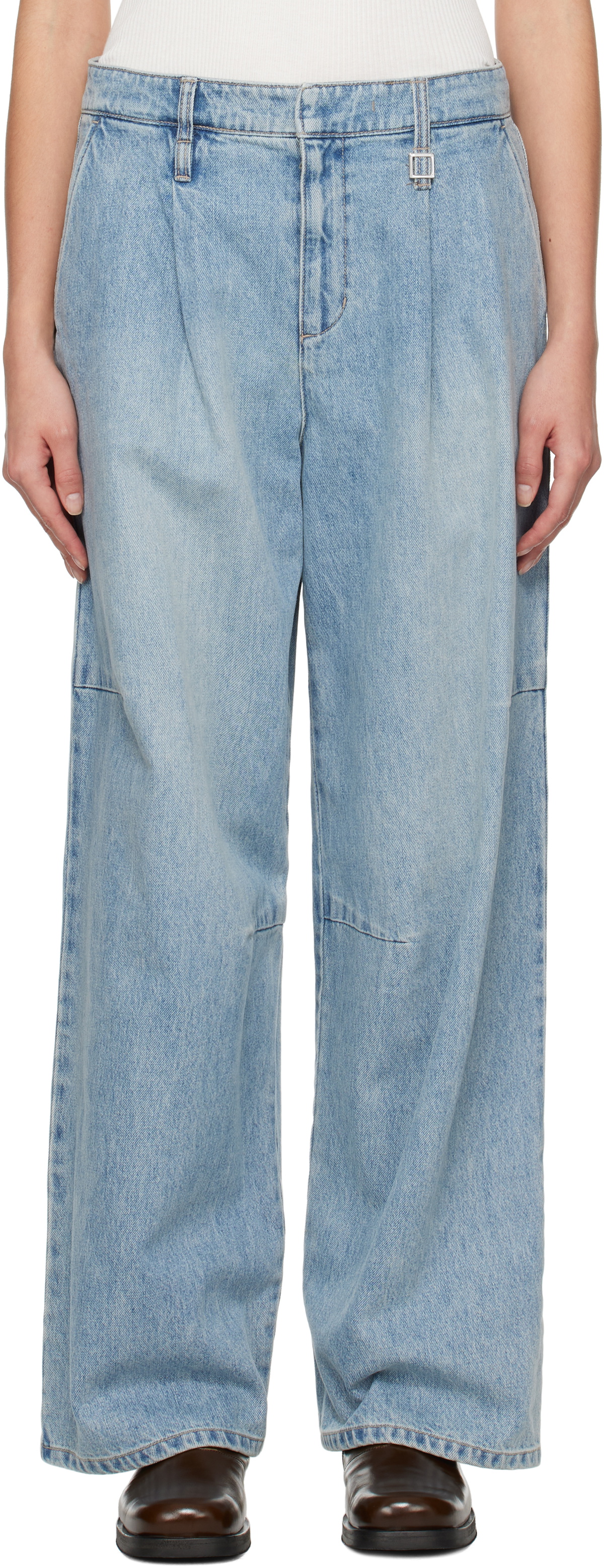 WOOYOUNGMI Blue One-Tuck Wide Jeans