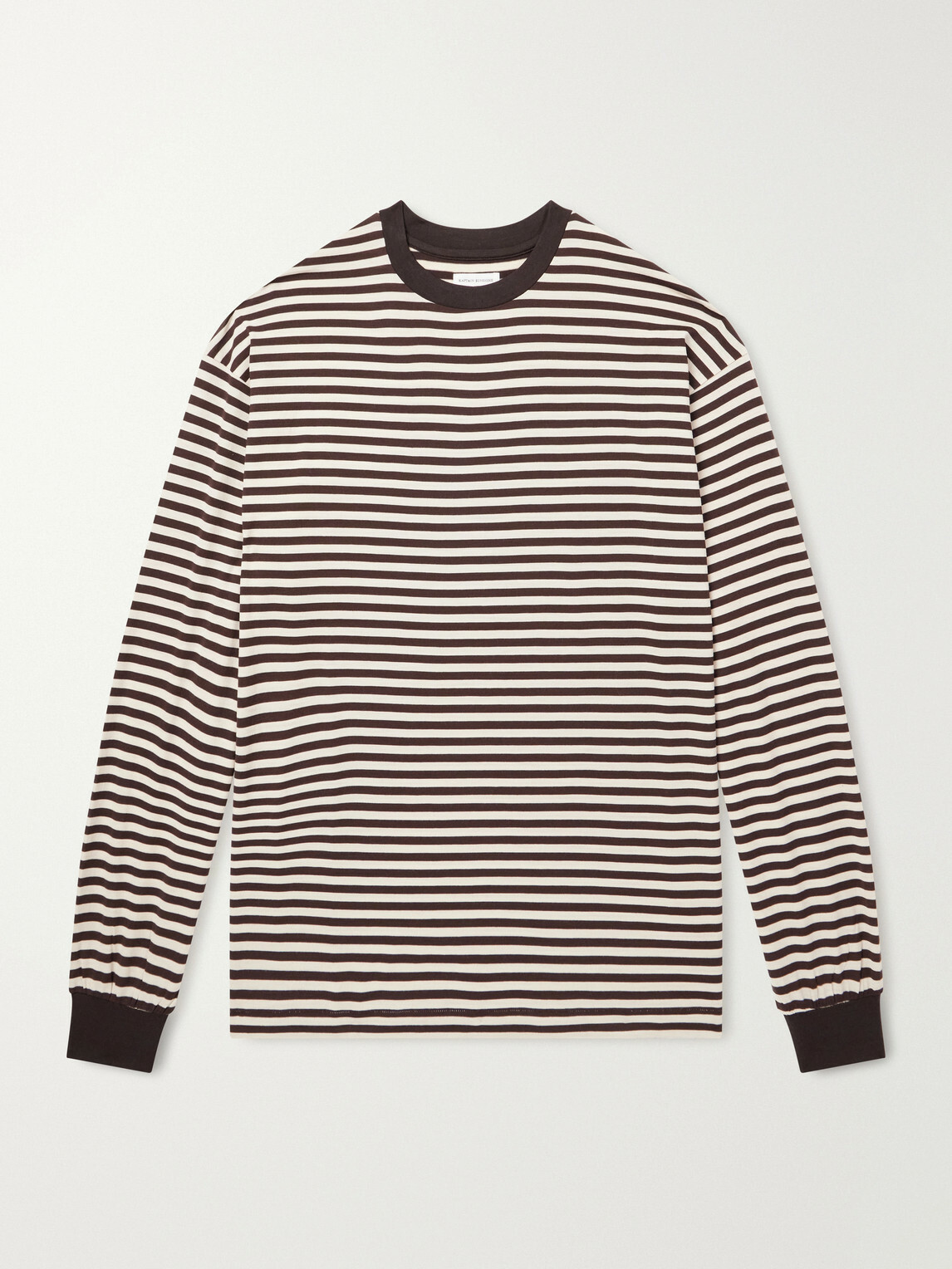Kaptain Sunshine - Striped Wool-Jersey T-Shirt - Brown Kaptain