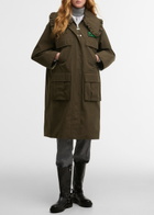Barbour X Ganni Waterproof Hooded Shell Parka Coat Khaki