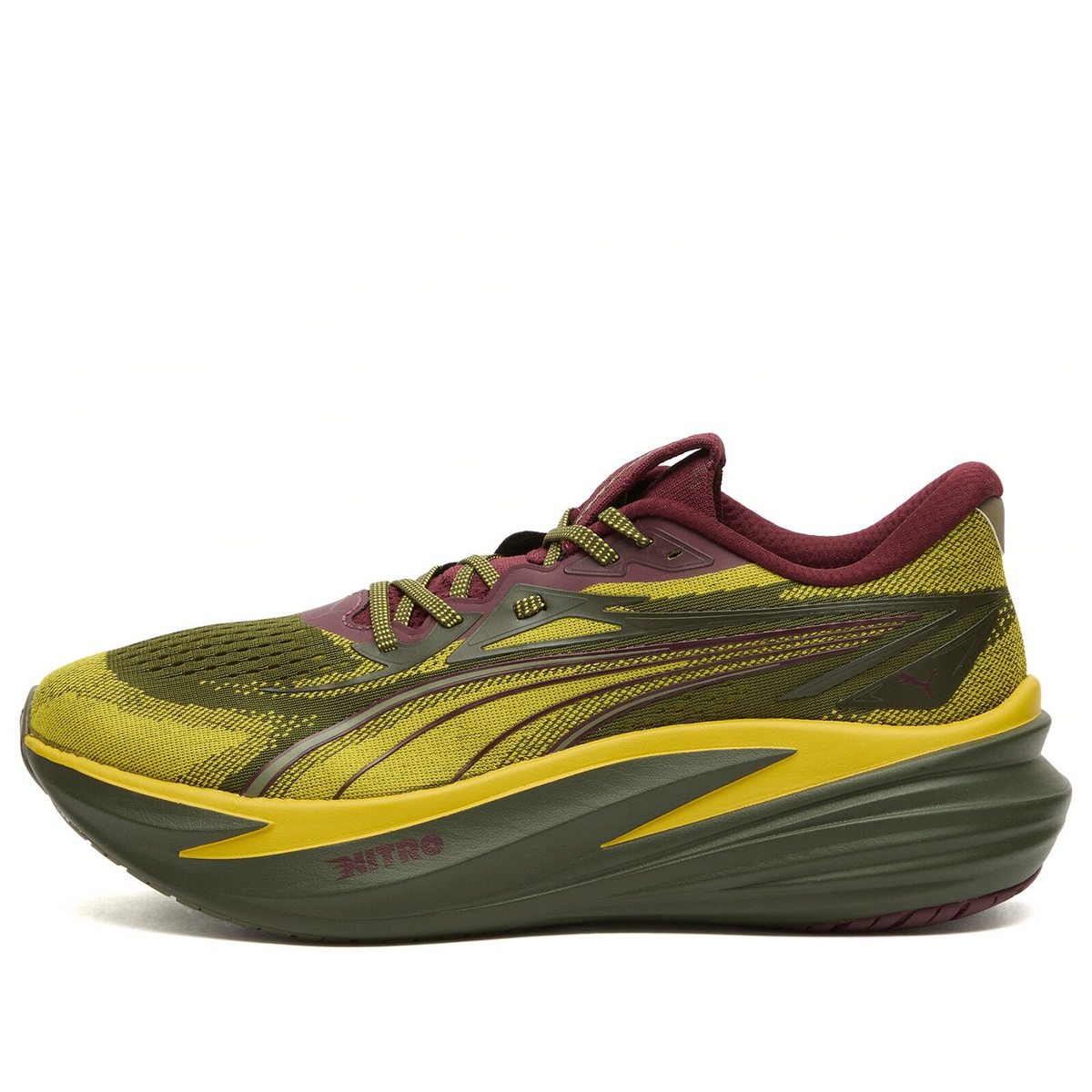 Puma Men's Running MagMax NITRO 2 Sneaker in Fresh Pear/Dark Olive