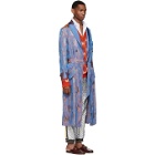 Gucci Blue and Orange Viscose Jacquard Shimmering Coat