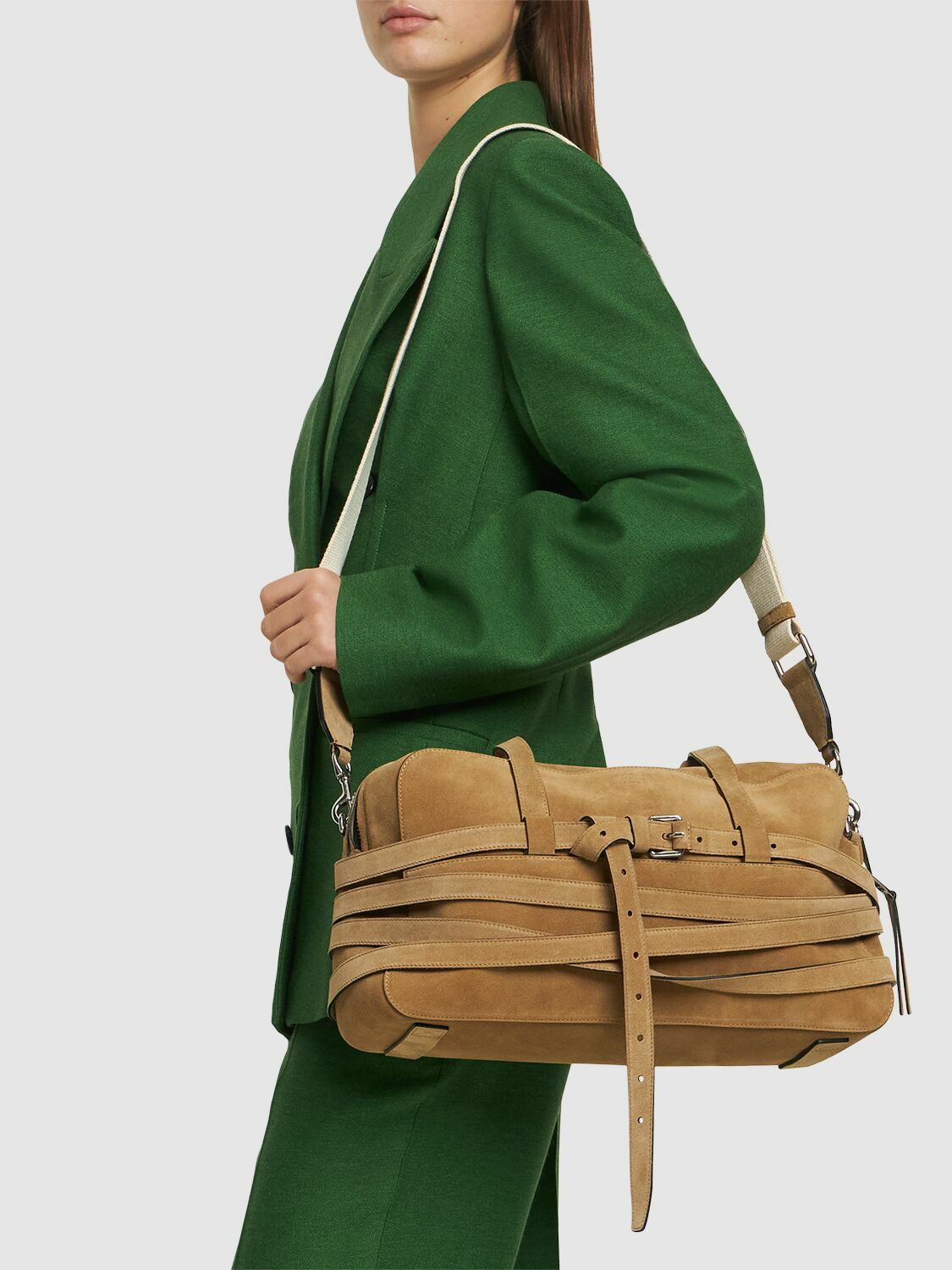 MOSCHINO Tie Me Suede Shoulder Bag Moschino