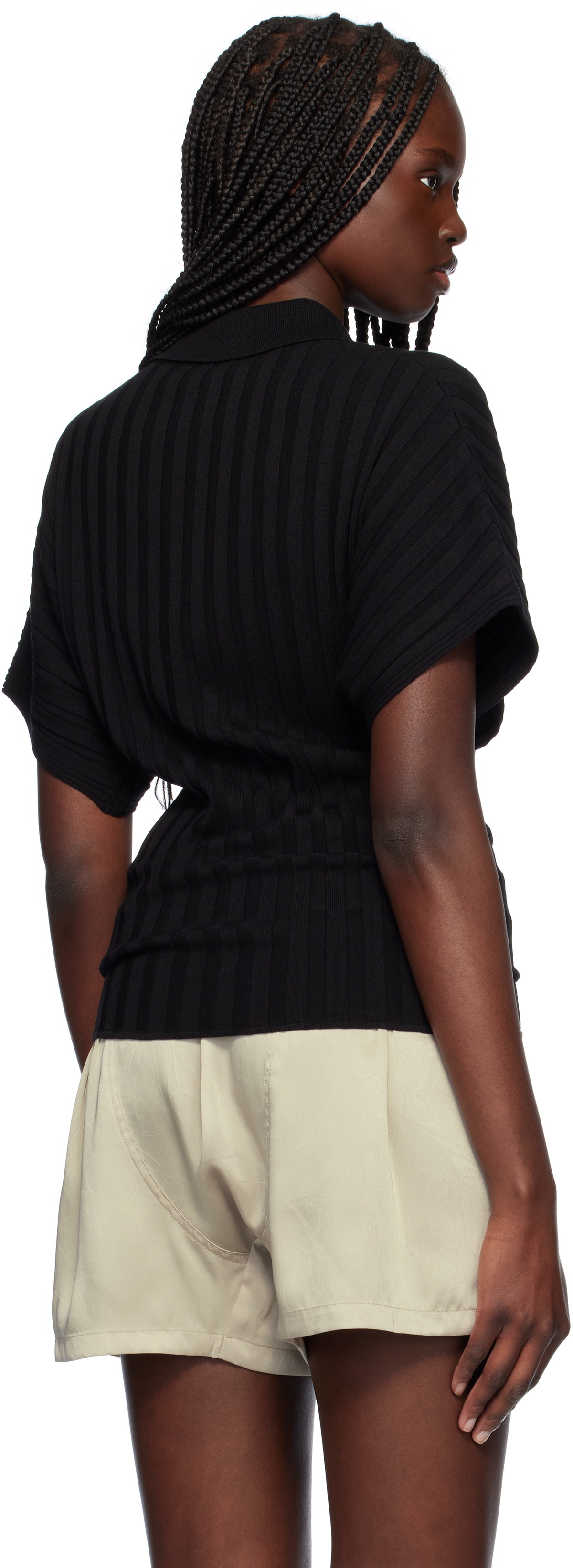 RECTO Black Dolman Sleeves Knit Polo