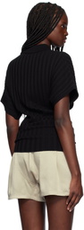 RECTO Black Dolman Sleeves Knit Polo