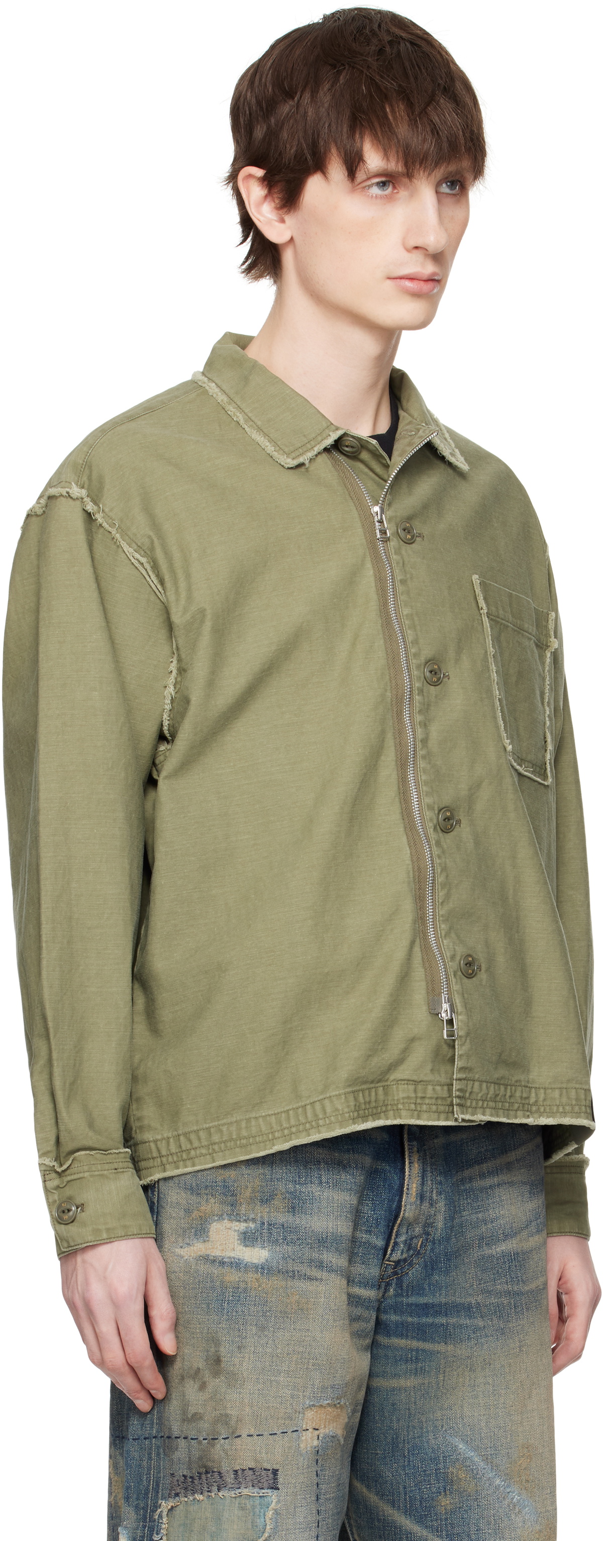Neighborhood Green Untrimmed Zip LS Shirt Neighborhood