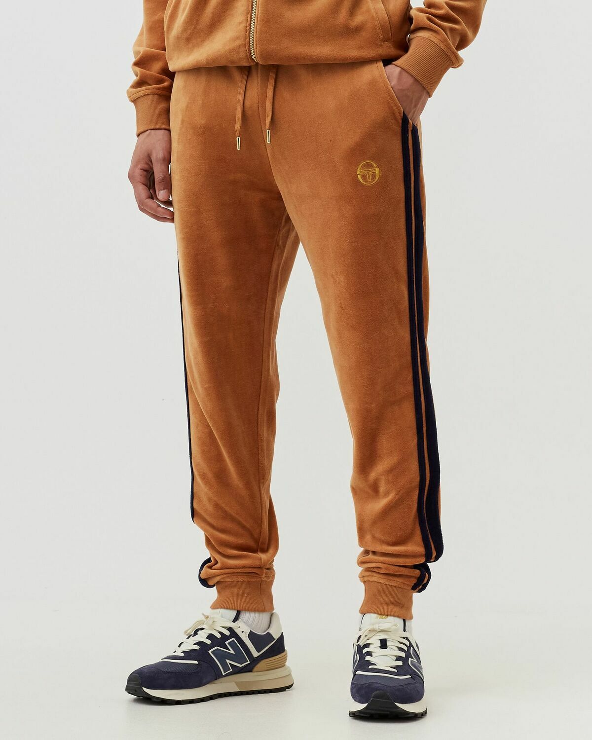 Sergio Tacchini NEW DAMARINDO VELOUR TRACK PANT Brown Men