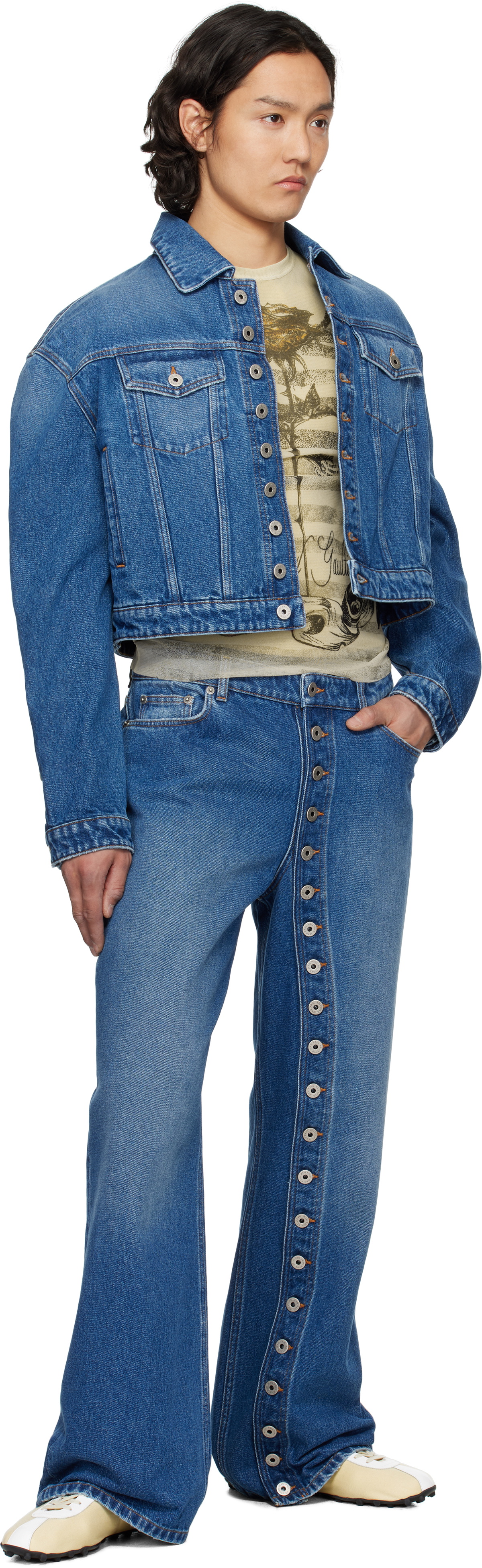 Jean Paul Gaultier Blue 'The Buttoned' Denim Jacket