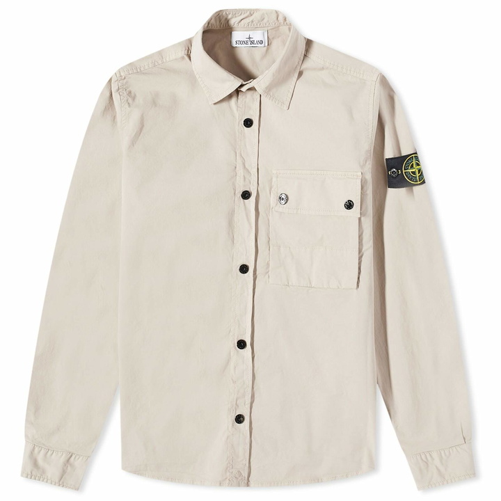 Photo: Stone Island Men's Supima Cotton Twill Stretch-TC Button Overshirt in Dove Grey