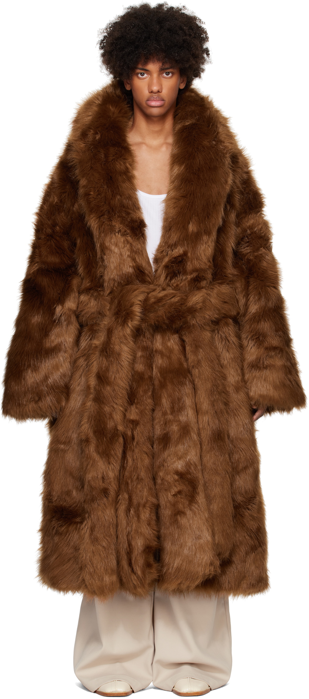Entire Studios Brown Vast Faux Fur Coat Entire Studios