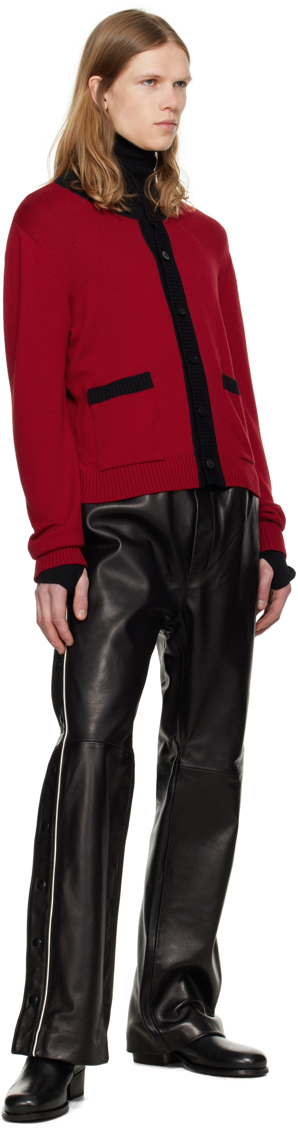 Ernest W. Baker Black Warm Up Leather Pants