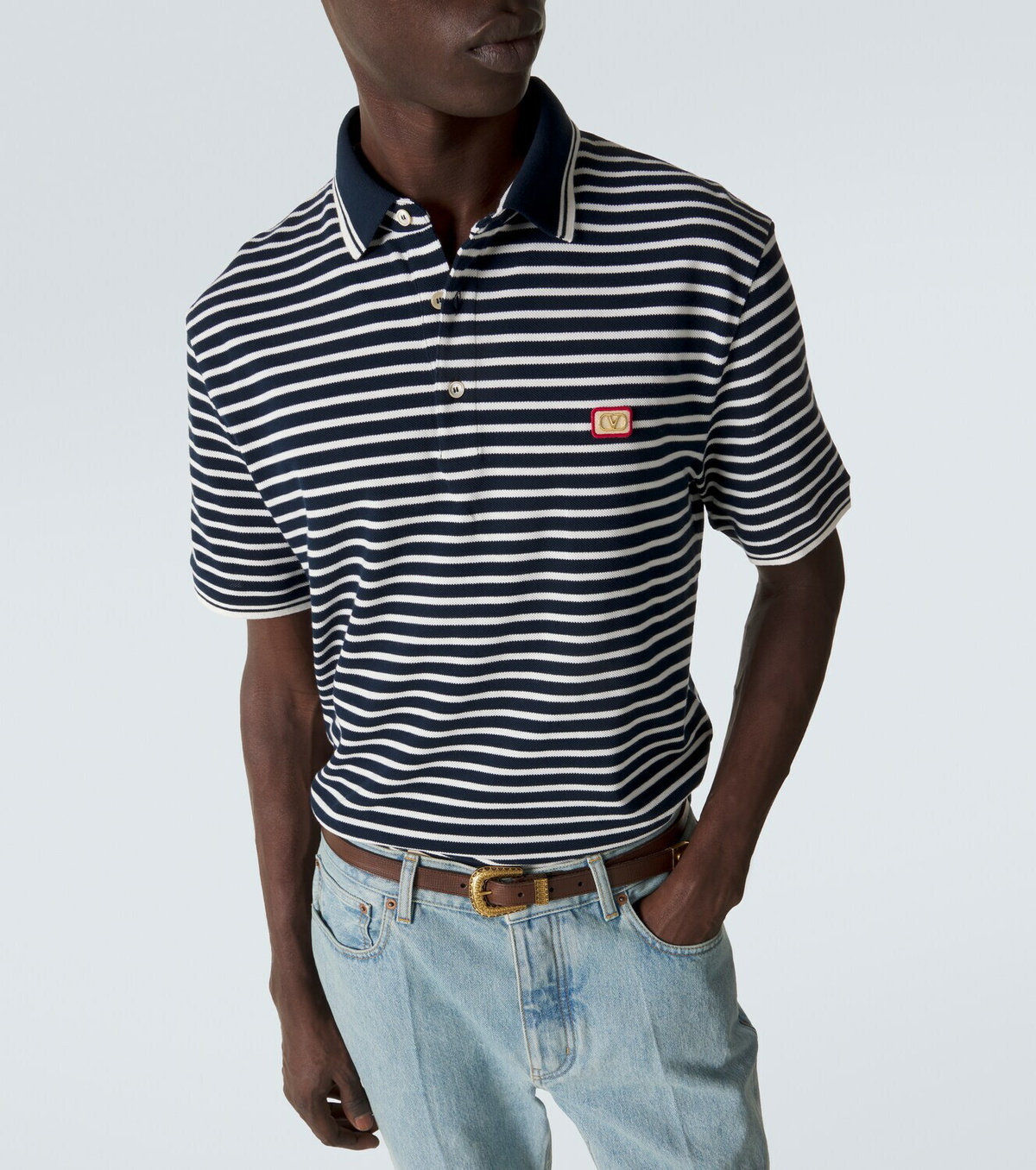 Valentino VLogo striped cotton polo shirt