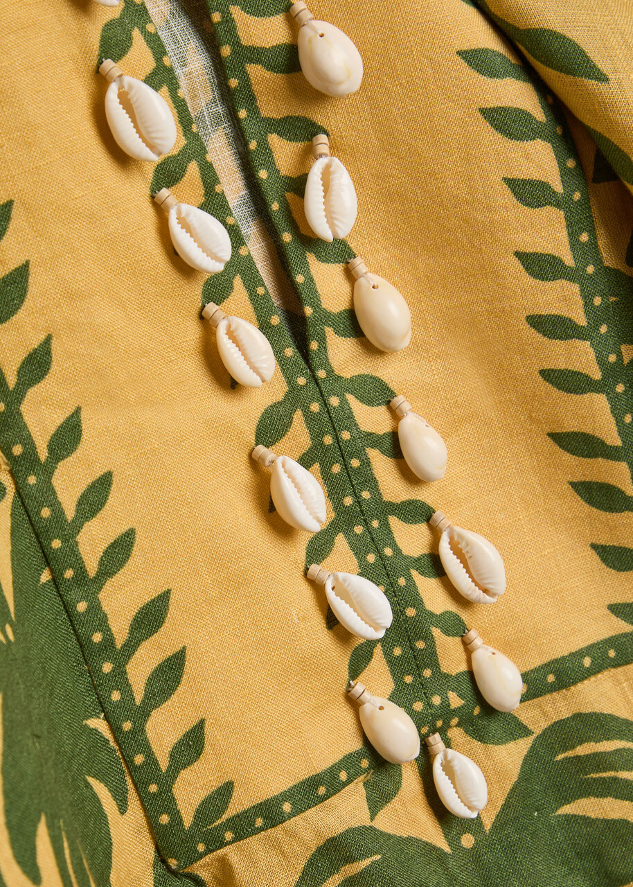 Johanna Ortiz Wild Savannah Printed Linen Tunic Yellow