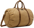 RRL Beige Leather Trim Canvas Duffle Bag