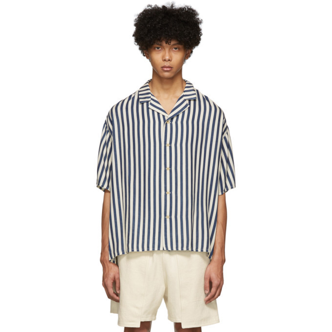 Kuro Blue and Off-White Striped Shirt Kuro