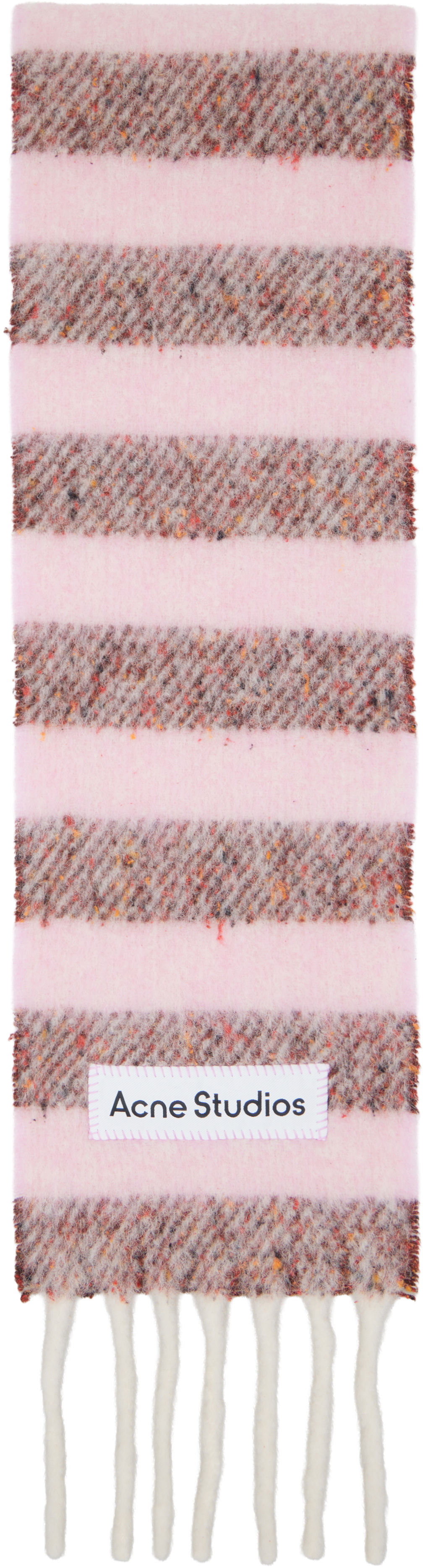 Acne Studios Pink Fringed Wool Skinny Scarf