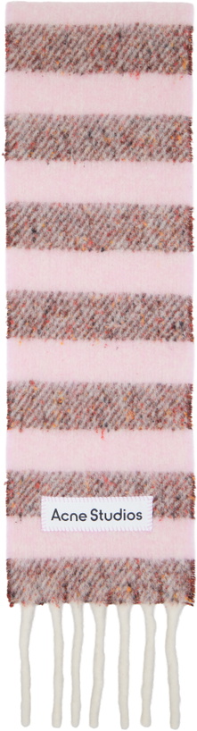 Photo: Acne Studios Pink Fringed Wool Skinny Scarf