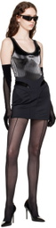Mugler Black Embossed Faux-Leather Bodysuit