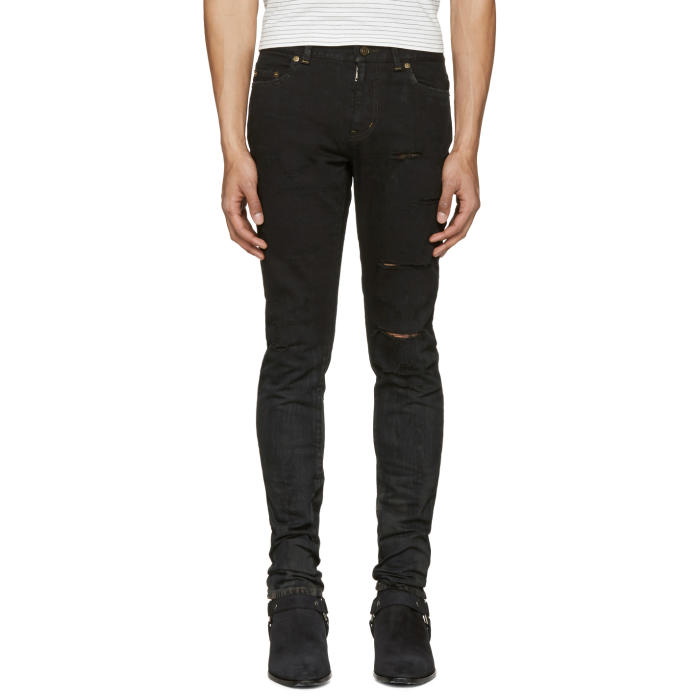 Photo: Saint Laurent Black Low Waisted Skinny Jeans