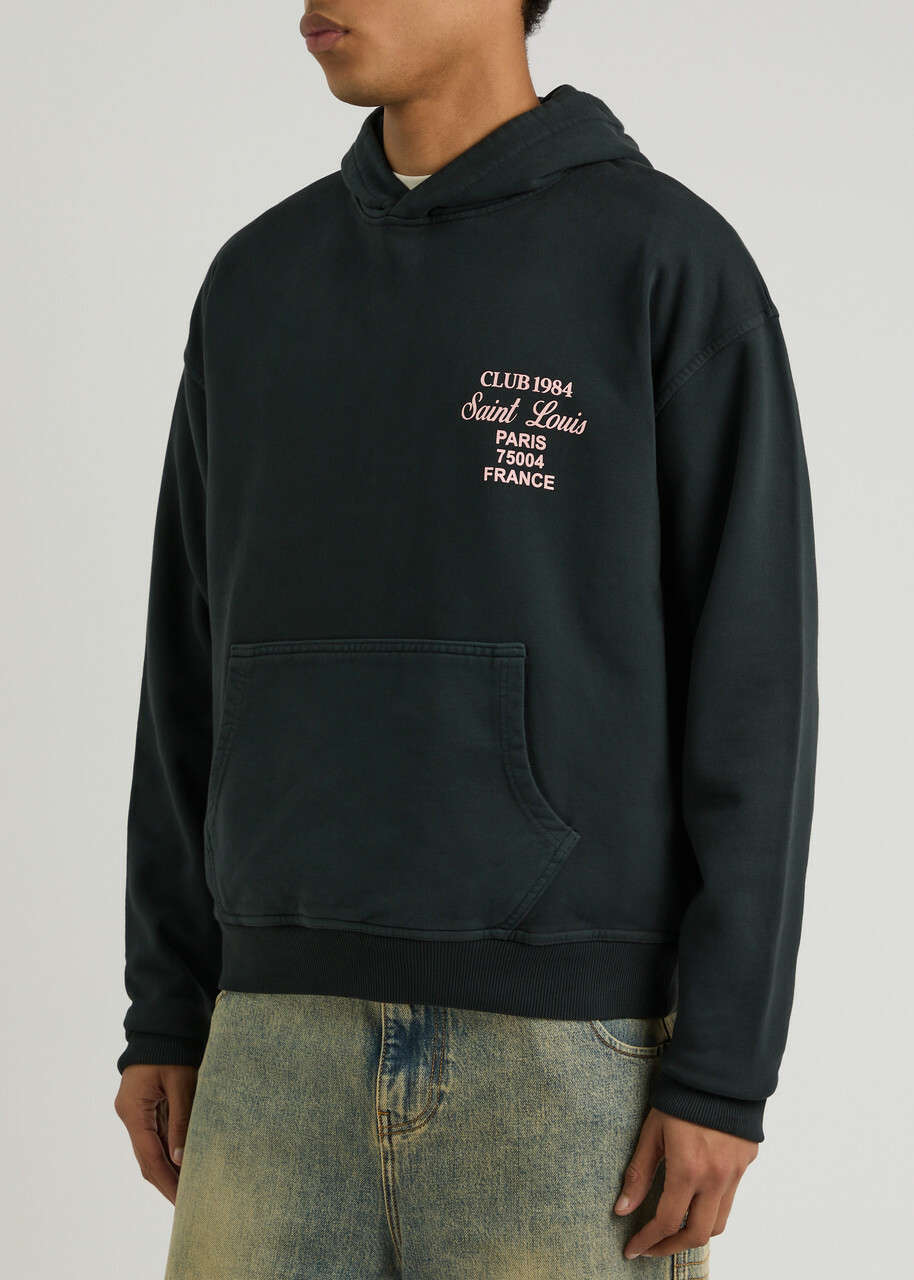 Club 1984 Patron 84 Printed Hooded Cotton Sweatshirt Black