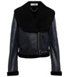 JW Anderson - Shearling-trimmed leather biker jacket