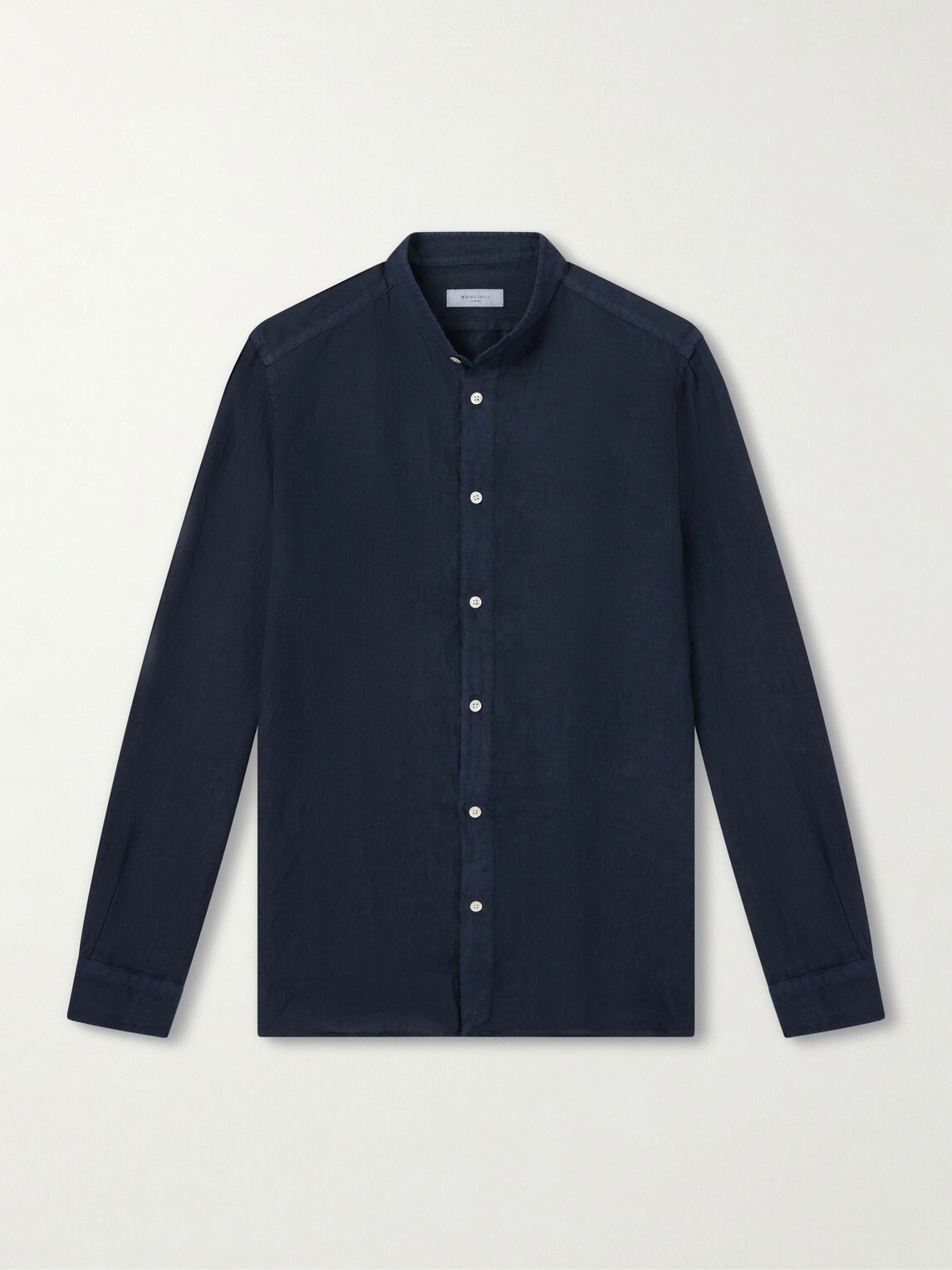Boglioli - Grandad-Collar Linen Shirt - Blue