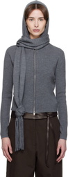 AARON ESH Gray Knitted Scarf & Hoodie Set