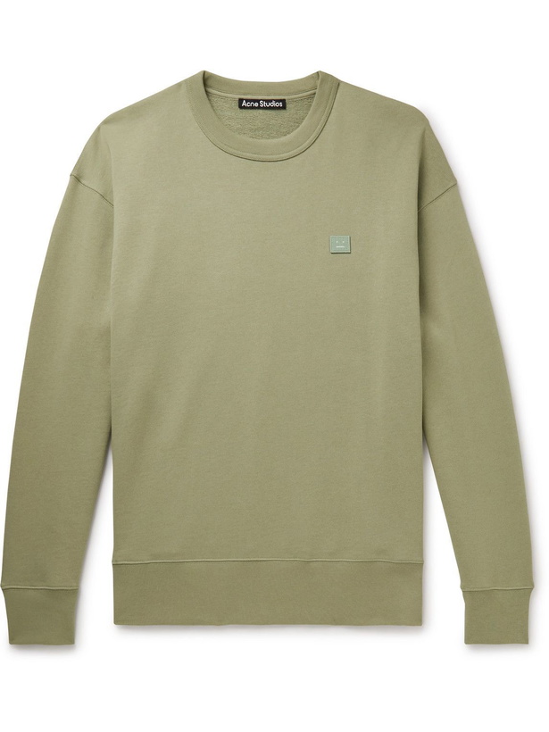 Photo: Acne Studios - Fonbar Logo-Appliquéd Cotton-Jersey Sweatshirt - Green