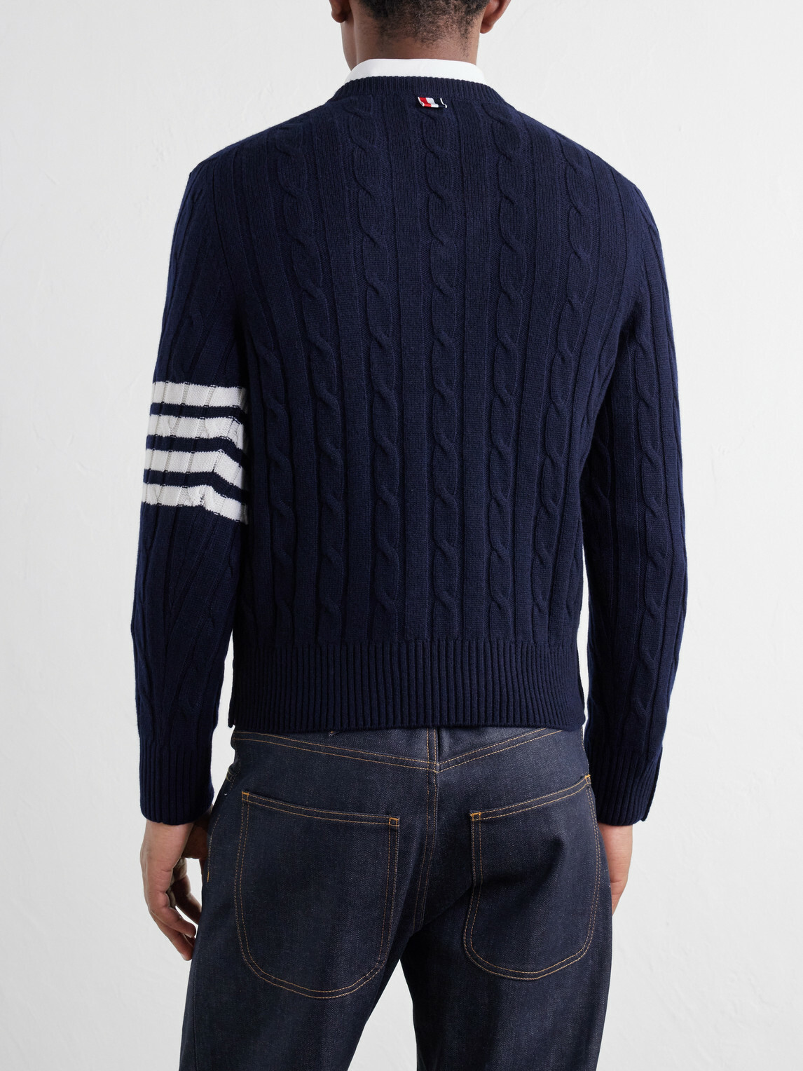 Thom Browne - 4-Bar Stripe Cable-Knit Cashmere Sweater - Blue