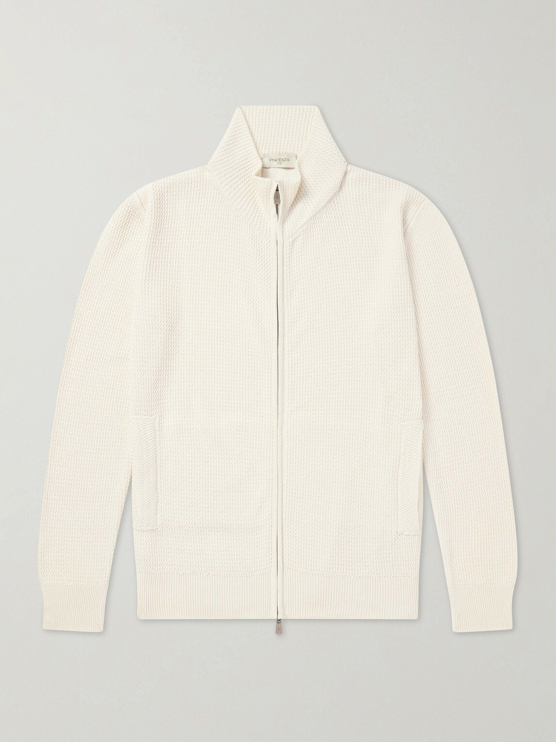 PIACENZA 1733 - Knitted Silk and Linen-Blend Zip-Up Cardigan - Neutrals
