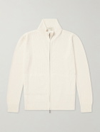 PIACENZA 1733 - Knitted Silk and Linen-Blend Zip-Up Cardigan - Neutrals