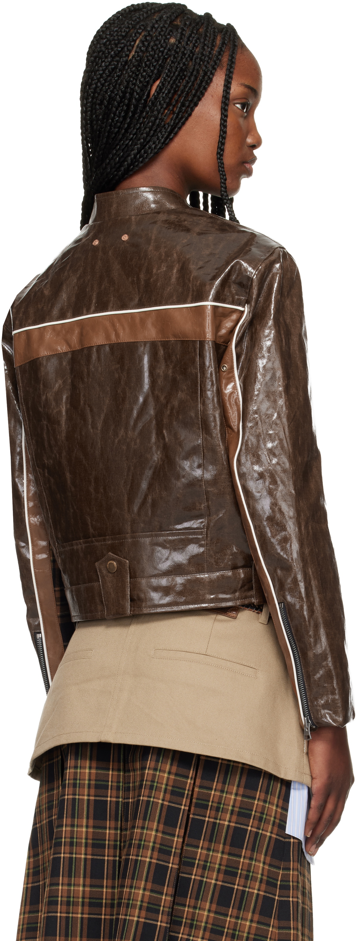 Andersson Bell Brown Circuit Track Faux-Leather Jacket