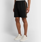 Fendi - Logo Webbing-Trimmed Loopback Cotton-Jersey Drawstring Shorts - Black