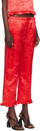 Meryll Rogge Red Creased Satin Trousers