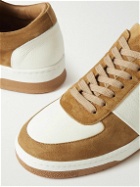 Mr P. - Atticus Suede and Pebble-Grain Leather Sneakers - Brown