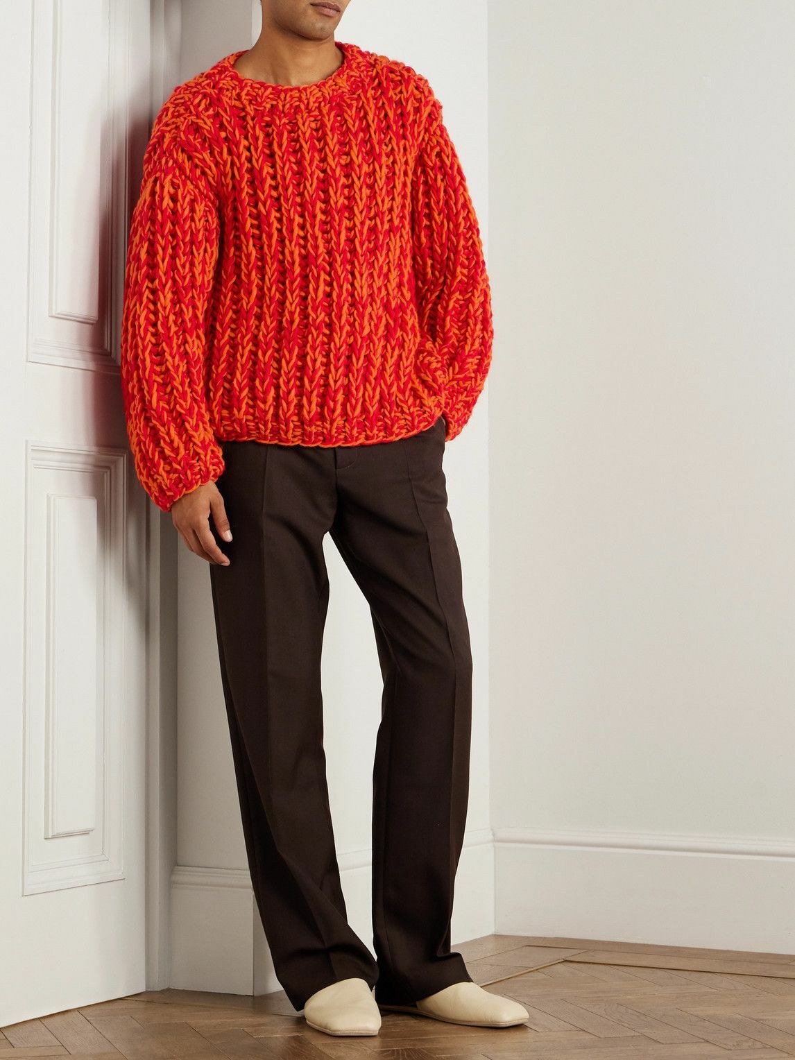 Séfr - Sol Oversized Cable-Knit Wool Sweater - Orange