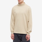 Auralee Men's Long Sleeve Luster Plaiting Mock Neck T-Shirt in Beige