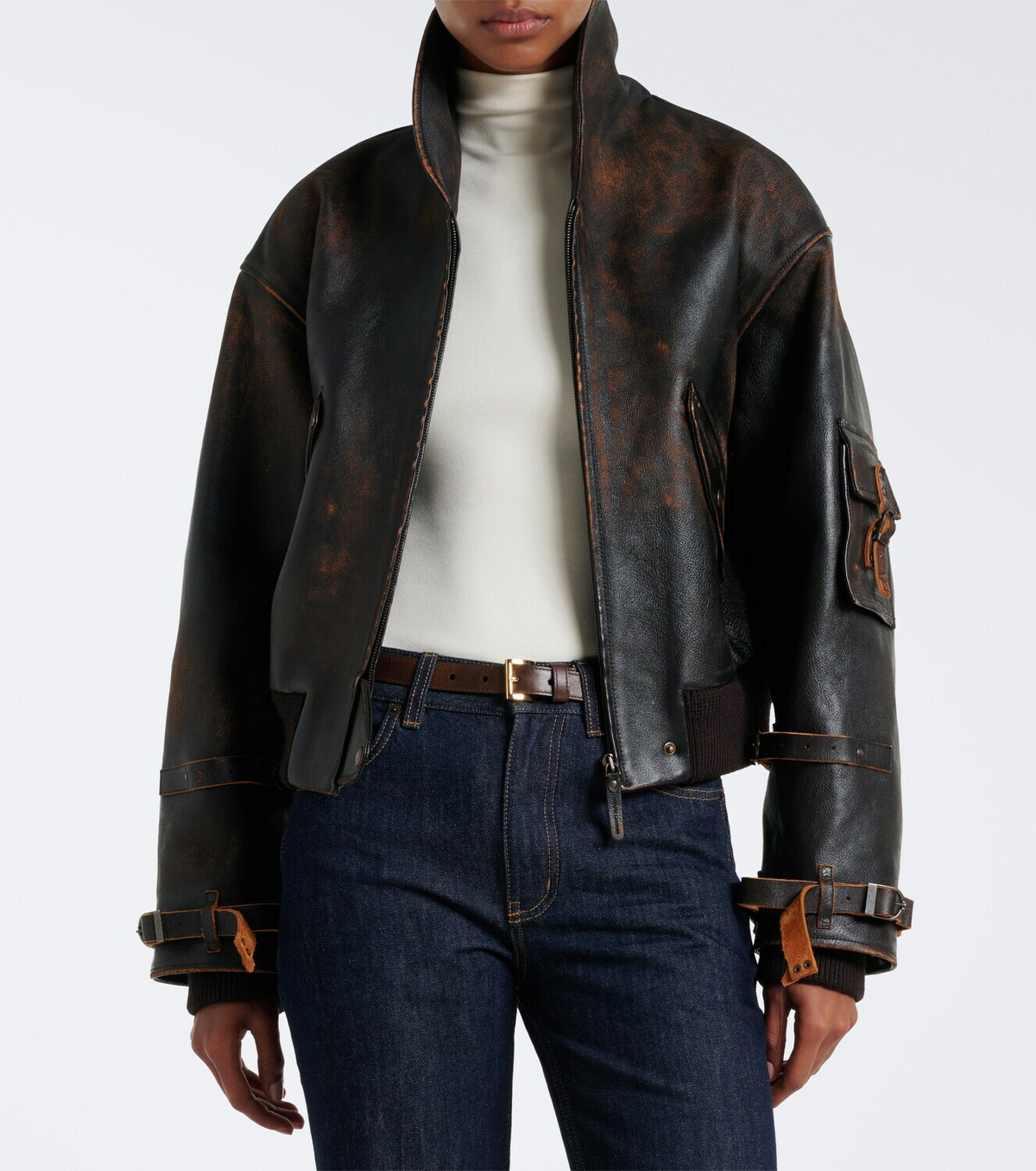 Ralph Lauren Collection Lianne shearling-trimmed leather jacket