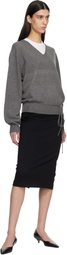 LE17SEPTEMBRE Gray Cashmere Blend Wholegarment V-Neck Sweater