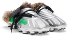 BALMAIN Silver & Green Half Time Faux Fur-Lined Mule Slip-on Loafers