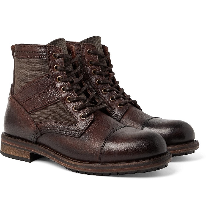 Photo: Belstaff - Trent Canvas and Full-Grain Leather Boots - Brown