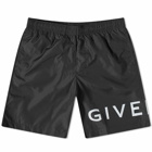 Givenchy Men's Logo Long Swim Short in Black/White