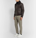 Mr P. - Shearling-Trimmed Leather Bomber Jacket - Brown