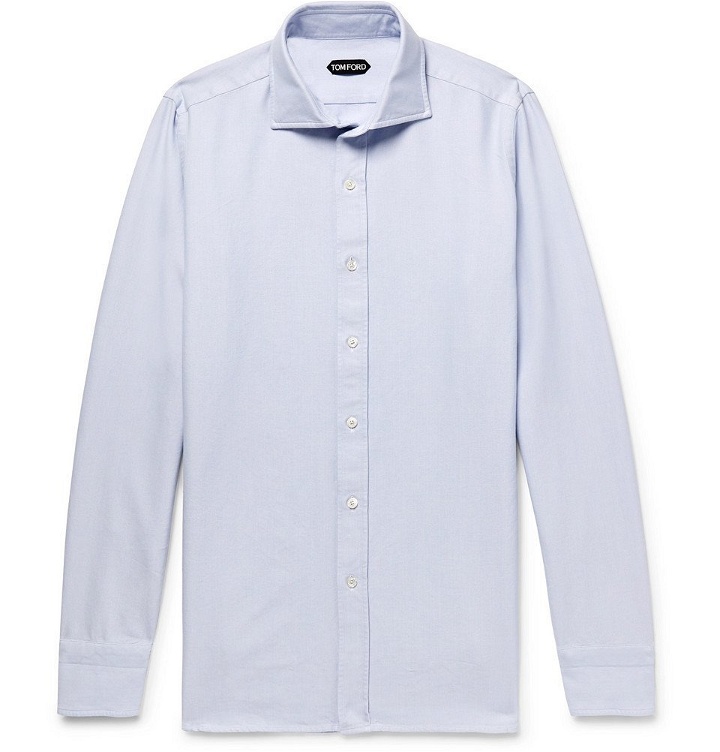 Photo: TOM FORD - Cutaway-Collar Cotton Oxford Shirt - Men - Light blue
