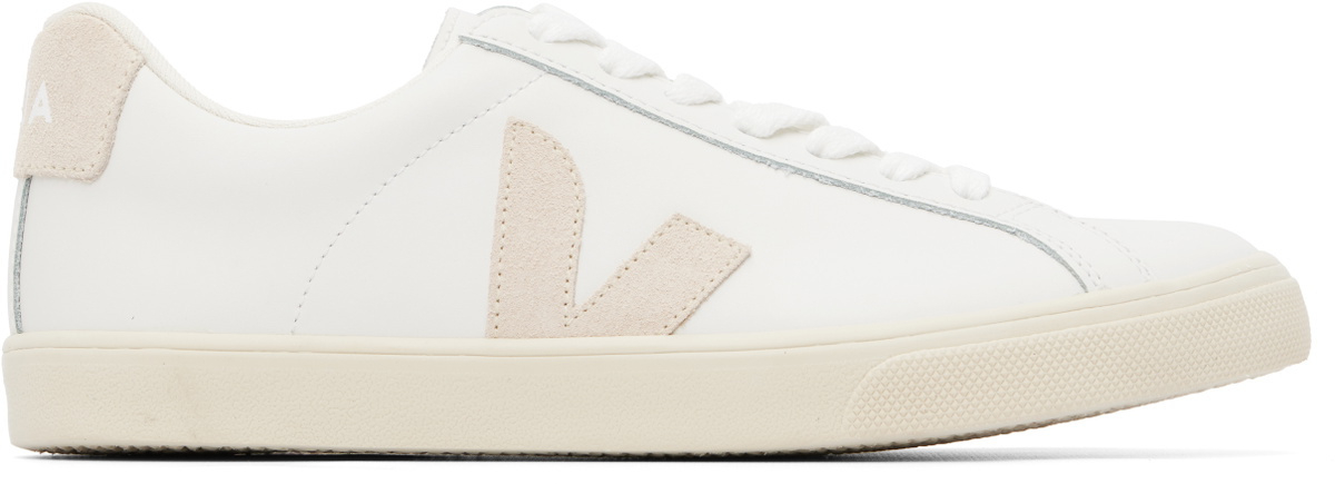 VEJA White & Beige Esplar Leather Sneakers